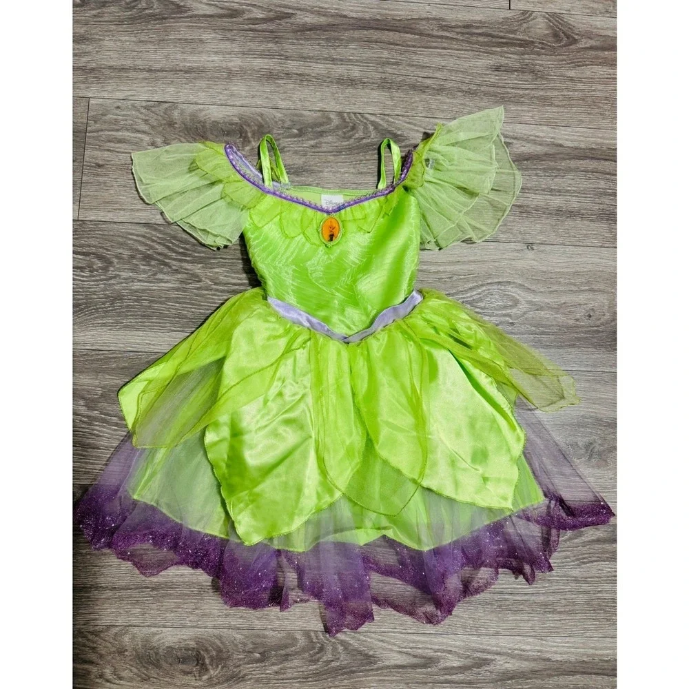 DisneyTinker Bell Costume Dress Girls 5/6 Green‎ Purple Fairy Halloween Birthday